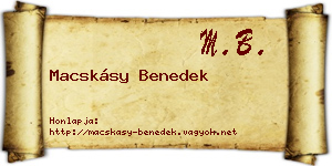 Macskásy Benedek névjegykártya