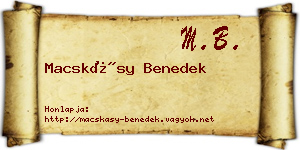 Macskásy Benedek névjegykártya